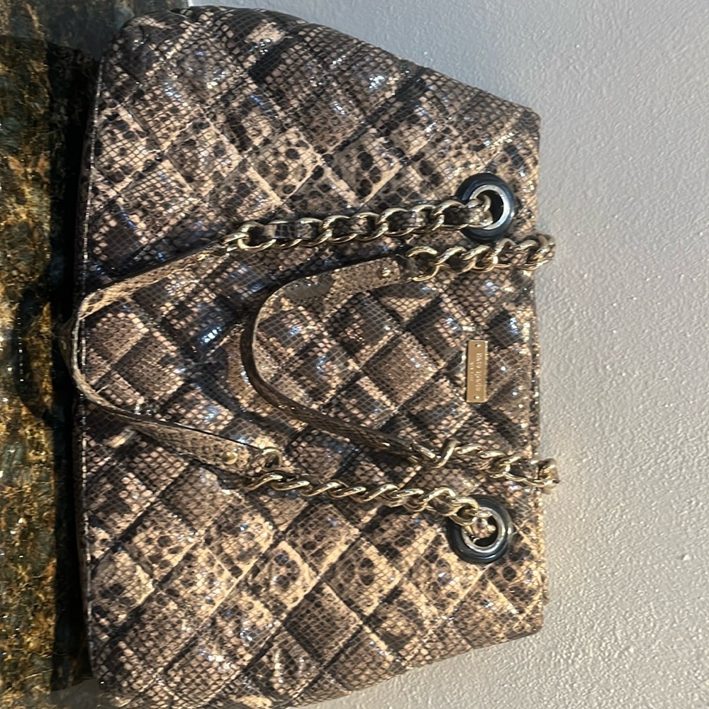 KATE SPADE Gold Coast Maryanne quilted snake print chain strap handbag purse
